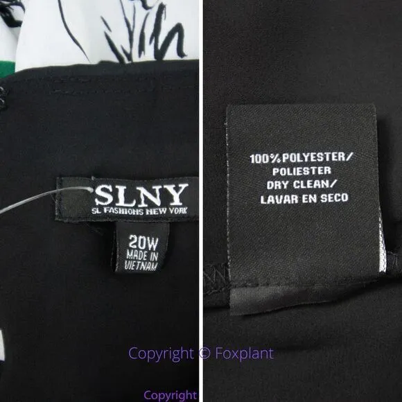 NEW SLNY floral‎ print tie neck color block sleeveless dress, 20W - Image 16