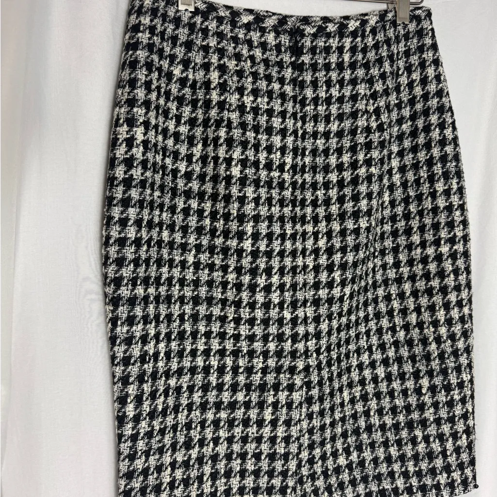 Calvin Klein Women's Black White Tweed Lined Above Knee Mini Skirt Size 4 - Image 6