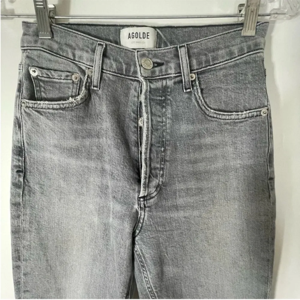 AGOLDE Nico High-Rise Raw Hem Button Fly Skinny Jeans Gray Size 24 - Image 5