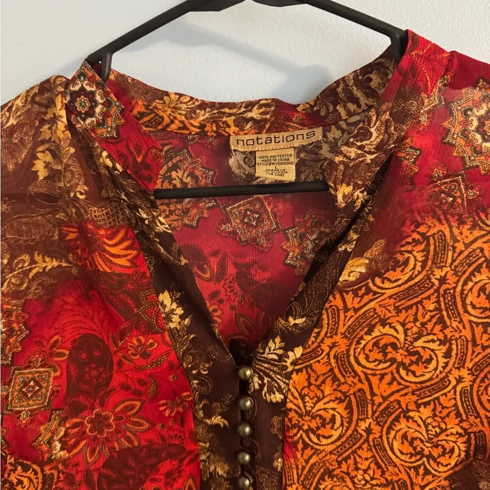 vintage blouse longsleeve from notations boho style size L Size L - Image 4