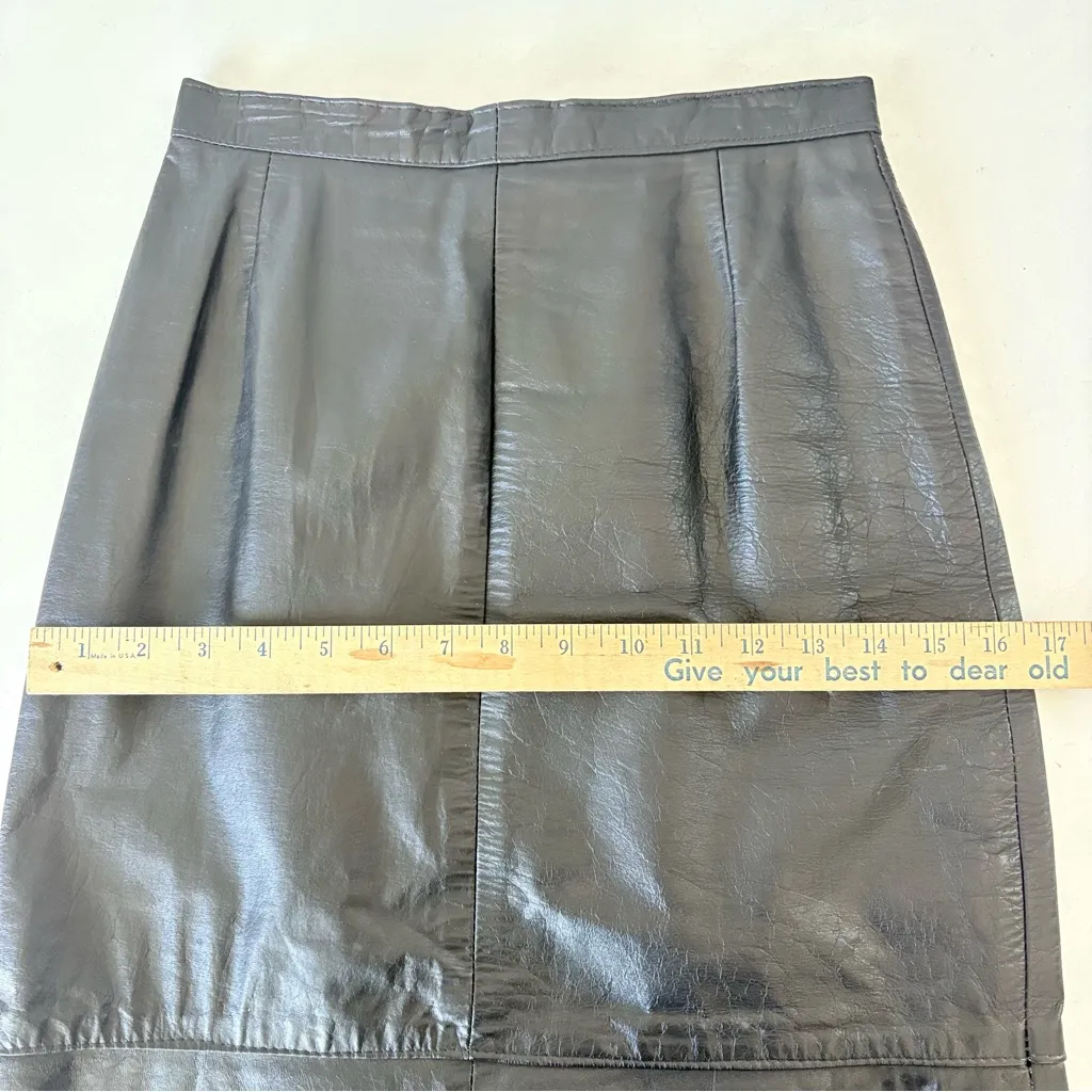 90s Phoenix Black Leather Split Midi Pencil Skirt Lined Womens Size 5/6 Made USA - Image 11