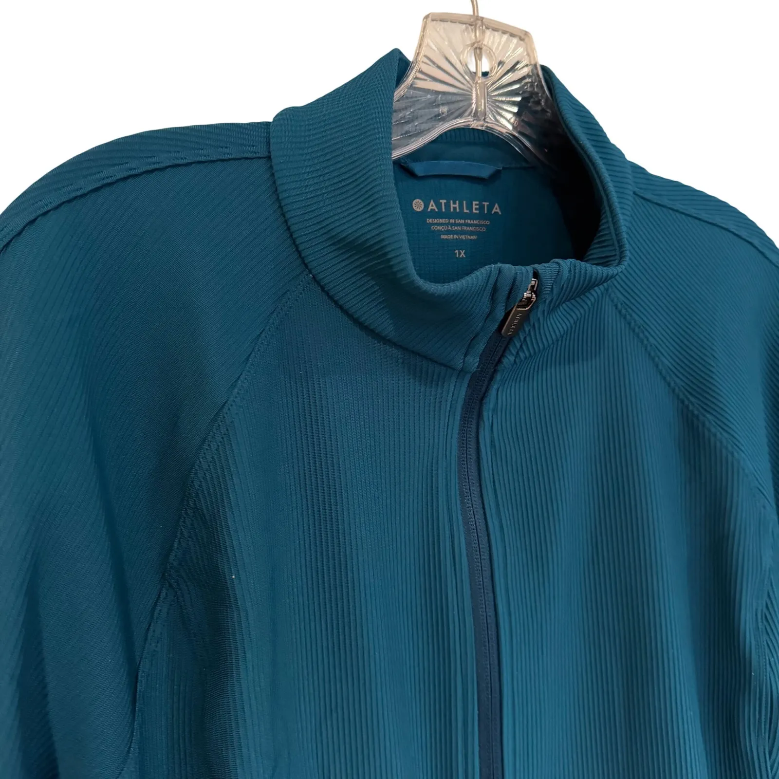 Athleta Salutation Jacket II Ribbed Full Zip Women's Teal 1X Activewear Yoga - Image 6