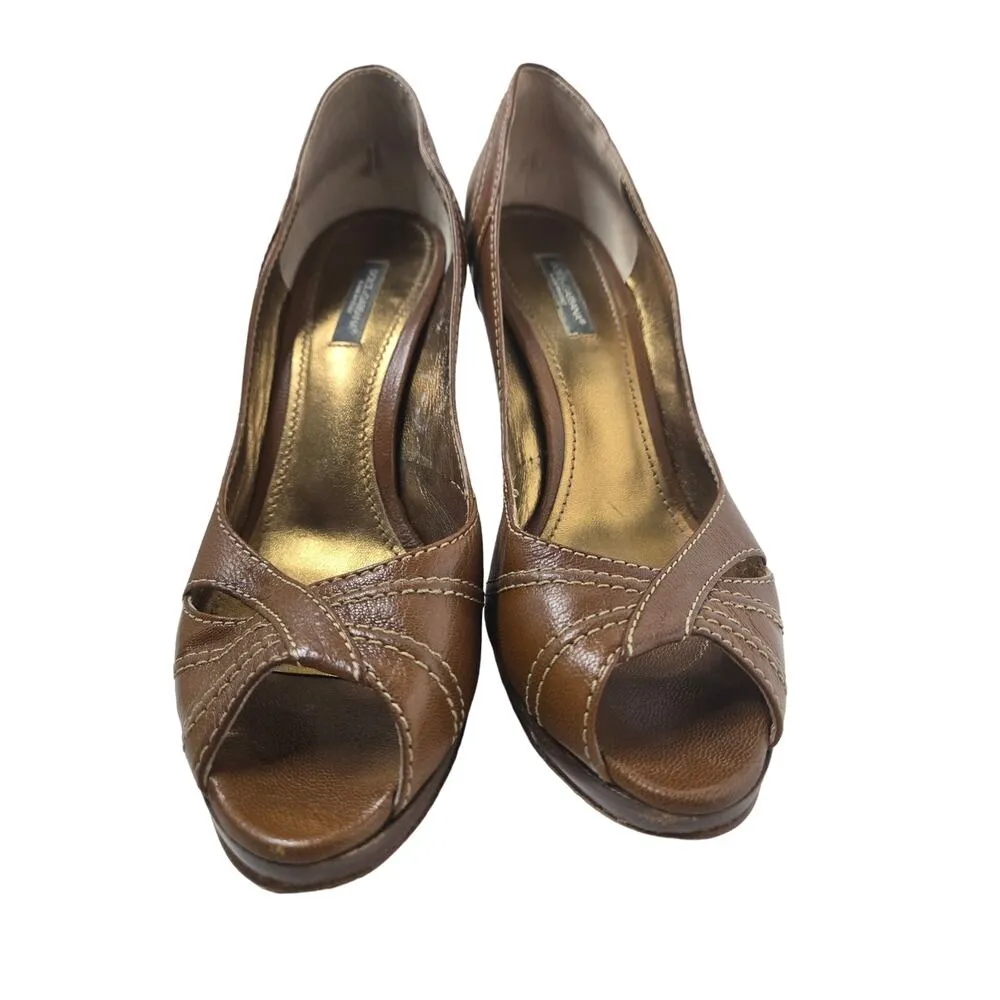 Dolce & Gabbana designer pumps Light brown Dark brown Size 38.5 - Image 5