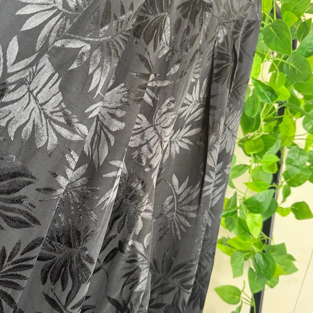 Sabina Musayev Black Leaf Jacquard Print Wide Leg Pant size XS Made in Israel - Image 8