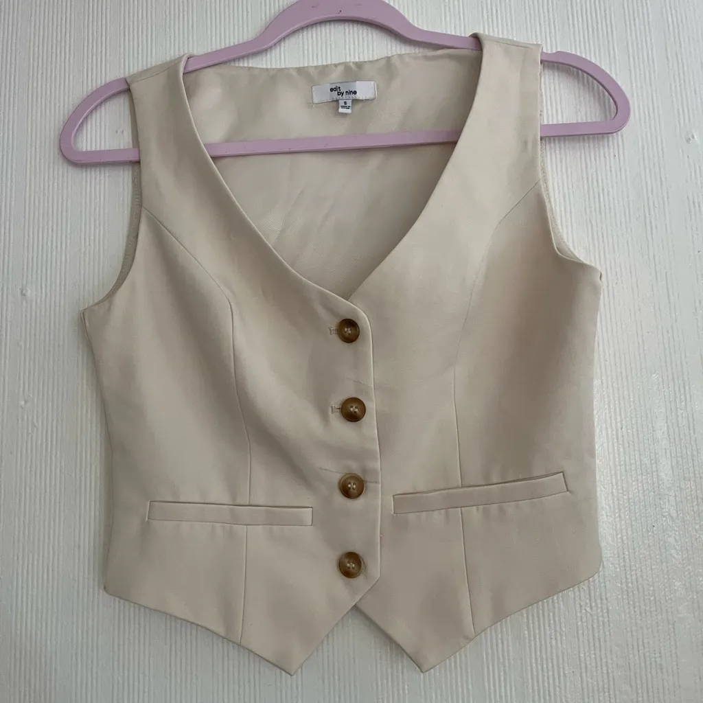 Elegant Cream Crop Top Vest Brown - Image 2