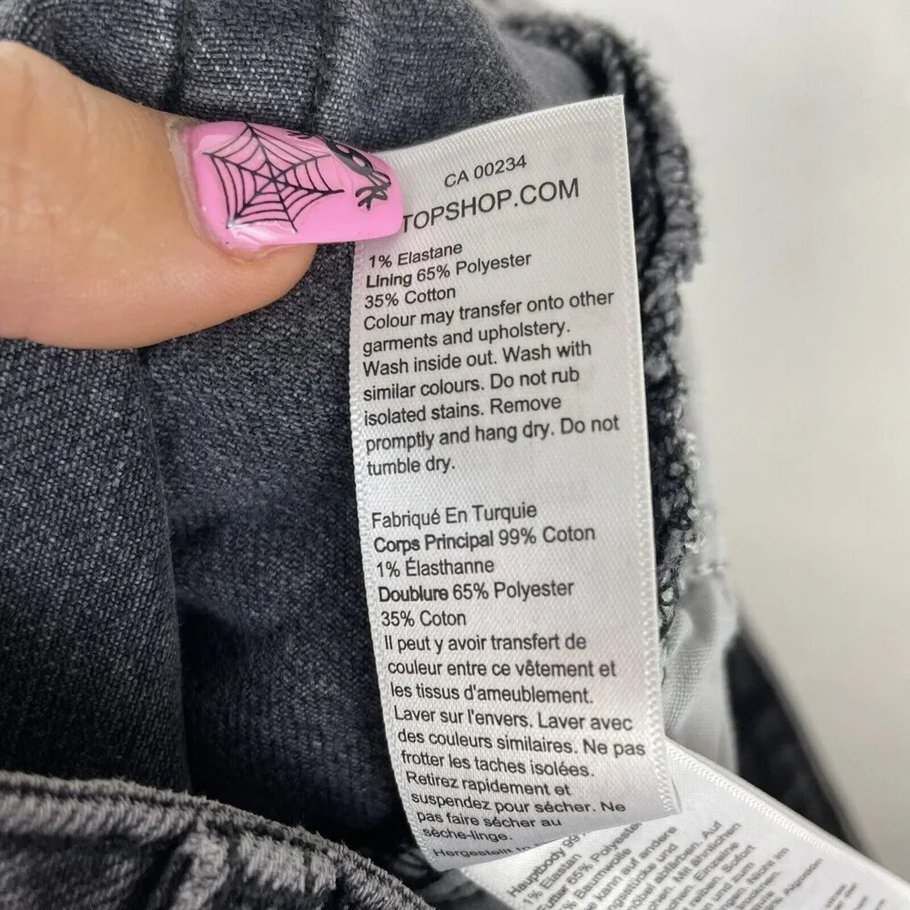 NEW TOPSHOP size 30 Thigh Rip Raw Hem Straight Leg Jeans high rise Gray - Image 8