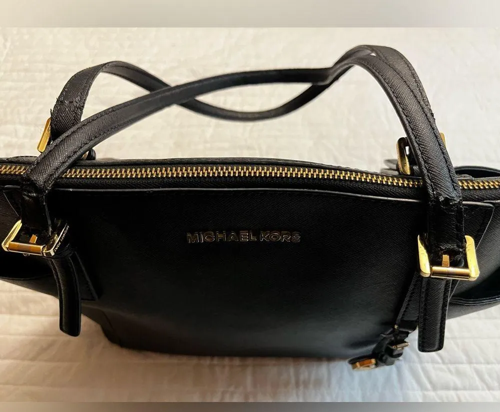 Michael Kors Jet Set Top-Zip Saffiano Leather Tote in Black - Image 8