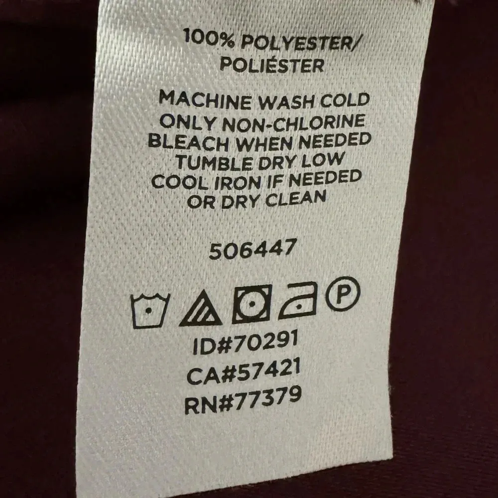 ANN TAYLOR Plum Blouse Button Mock Neck Long Sleeve Classic Blouse Medium - Image 9