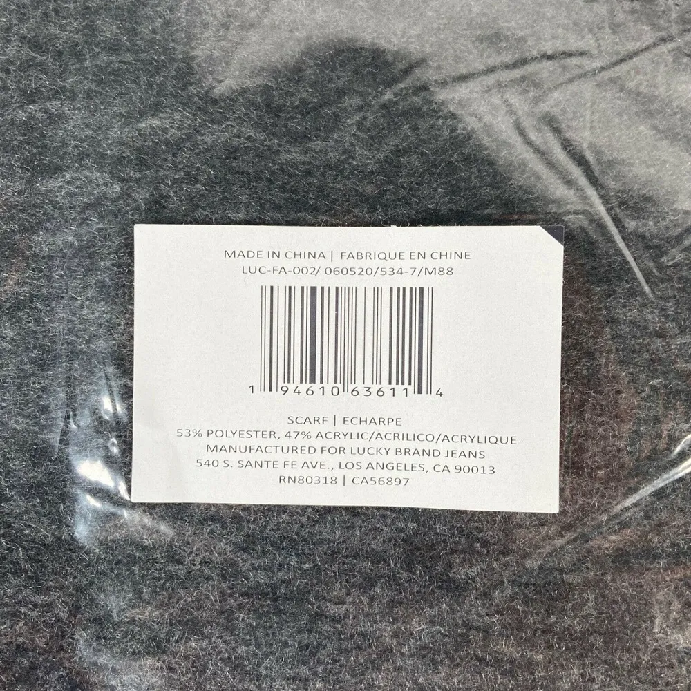 Lucky Brand Solid Brushed Scarf with Fringe Charcoal Dark Gray NWT - Image 4