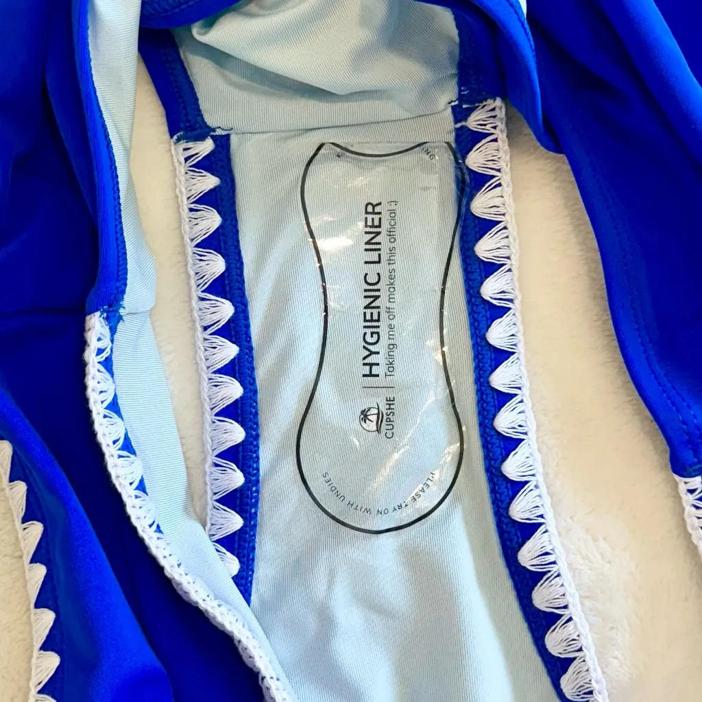 Cupshe Royal Blue Shell Stitch Bikini Bottom - Large - Image 6