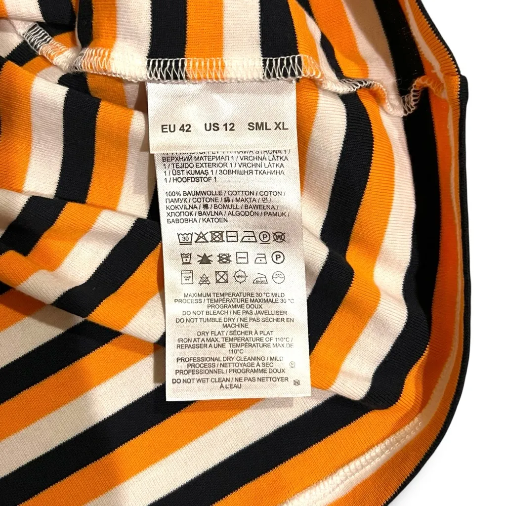 Bogner Jackie Orange Navy White Striped Short Sleeve logo t shirt Size 12 - Image 7