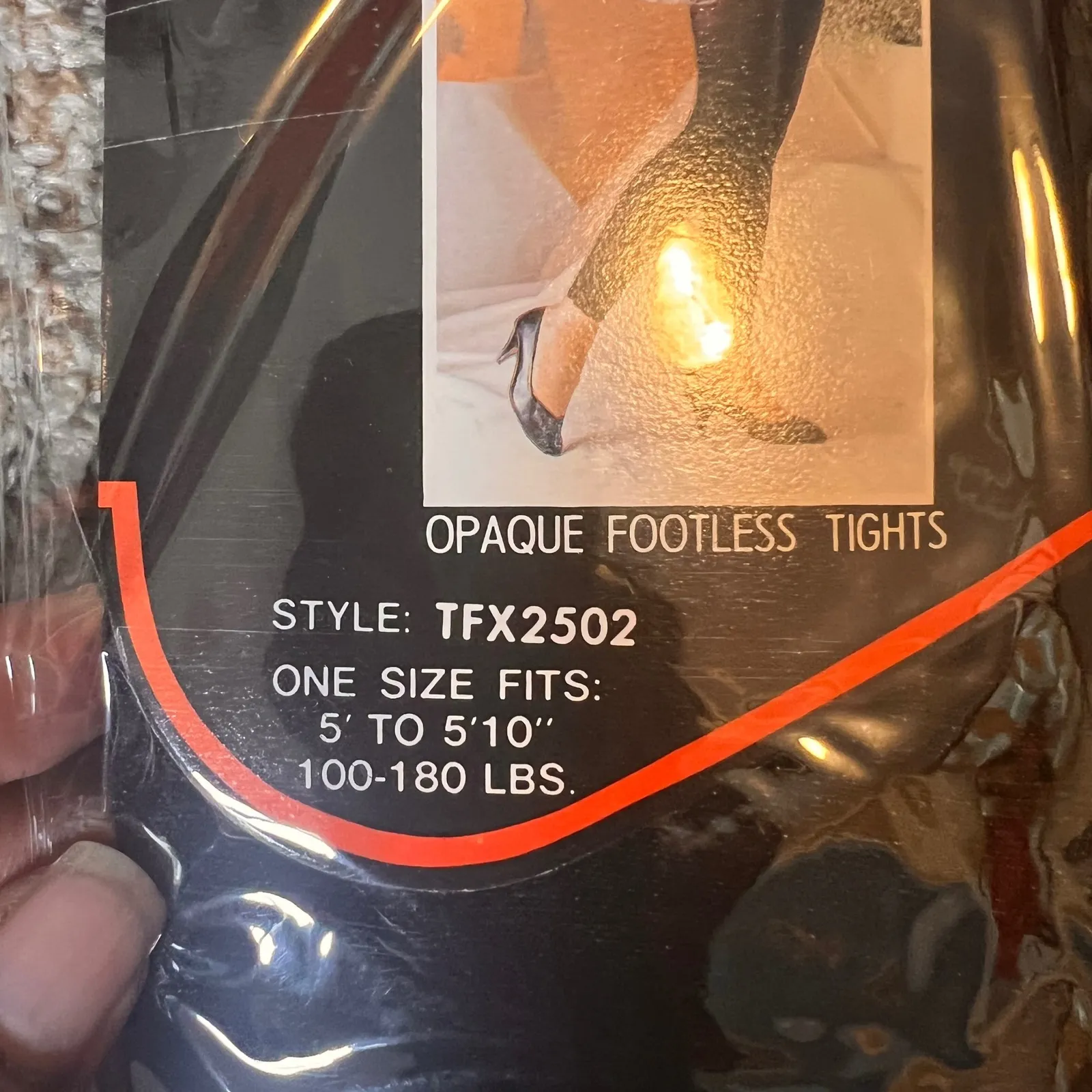 Vintage Kiss Me Quick Opaque Footless Tights One Size Fits All Black Nylon‎ - Image 2