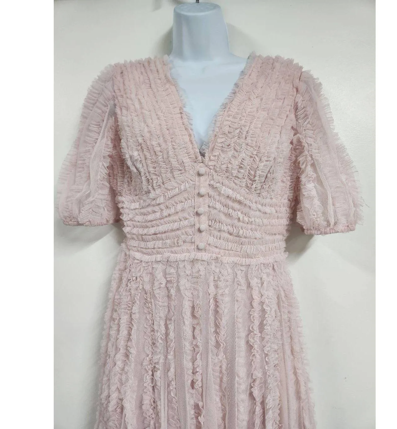 Mac Duggal  V Neck Puff Sleeve Ruffle Tiered A Line Gown Regular price$598 - Image 6