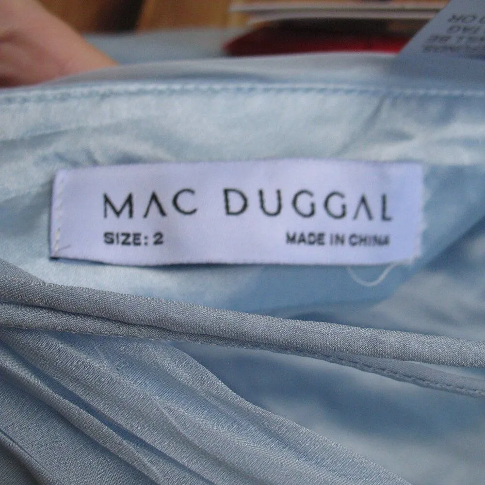 NWT Mac Duggal 67911 Ruffled Tiered Cut Out Chiffon Gown Dress Blue 2 - Image 14