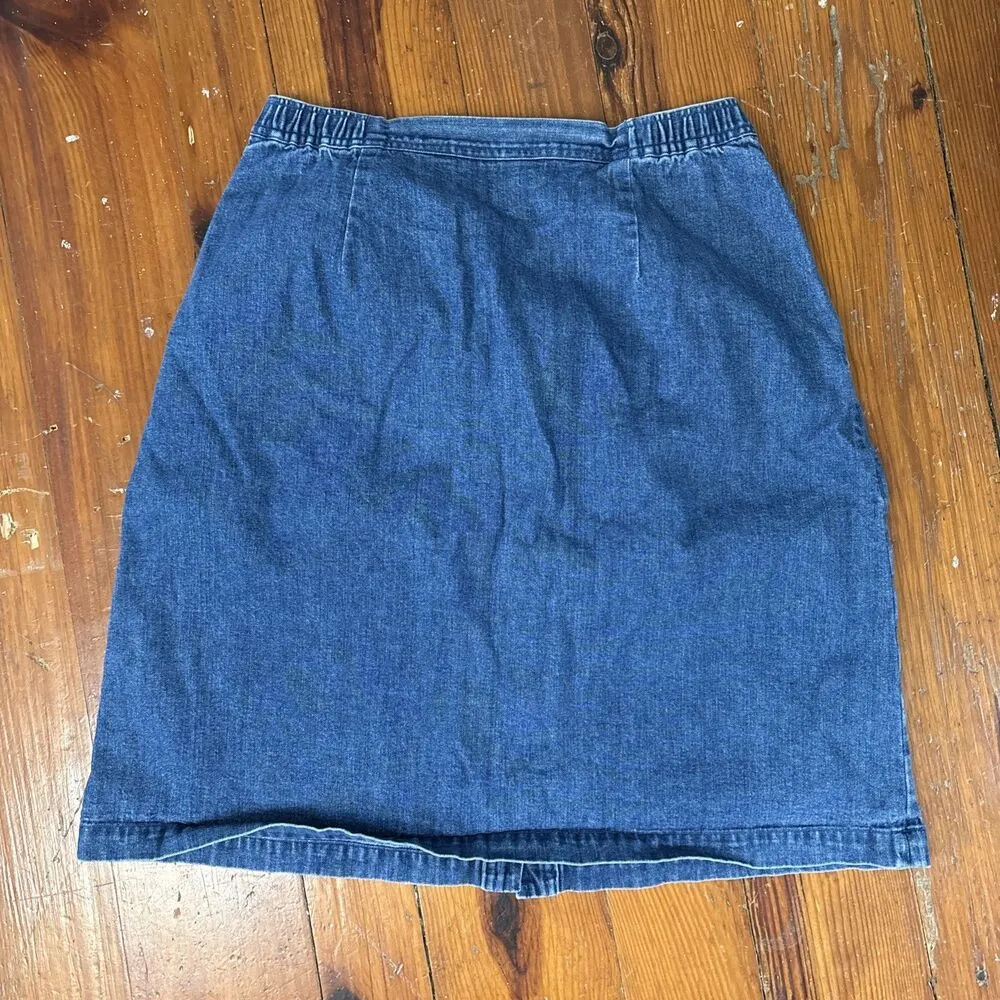 Vintage Orvis Denim Skirt Size 12 Blue Mid Jean Button Front - Image 3
