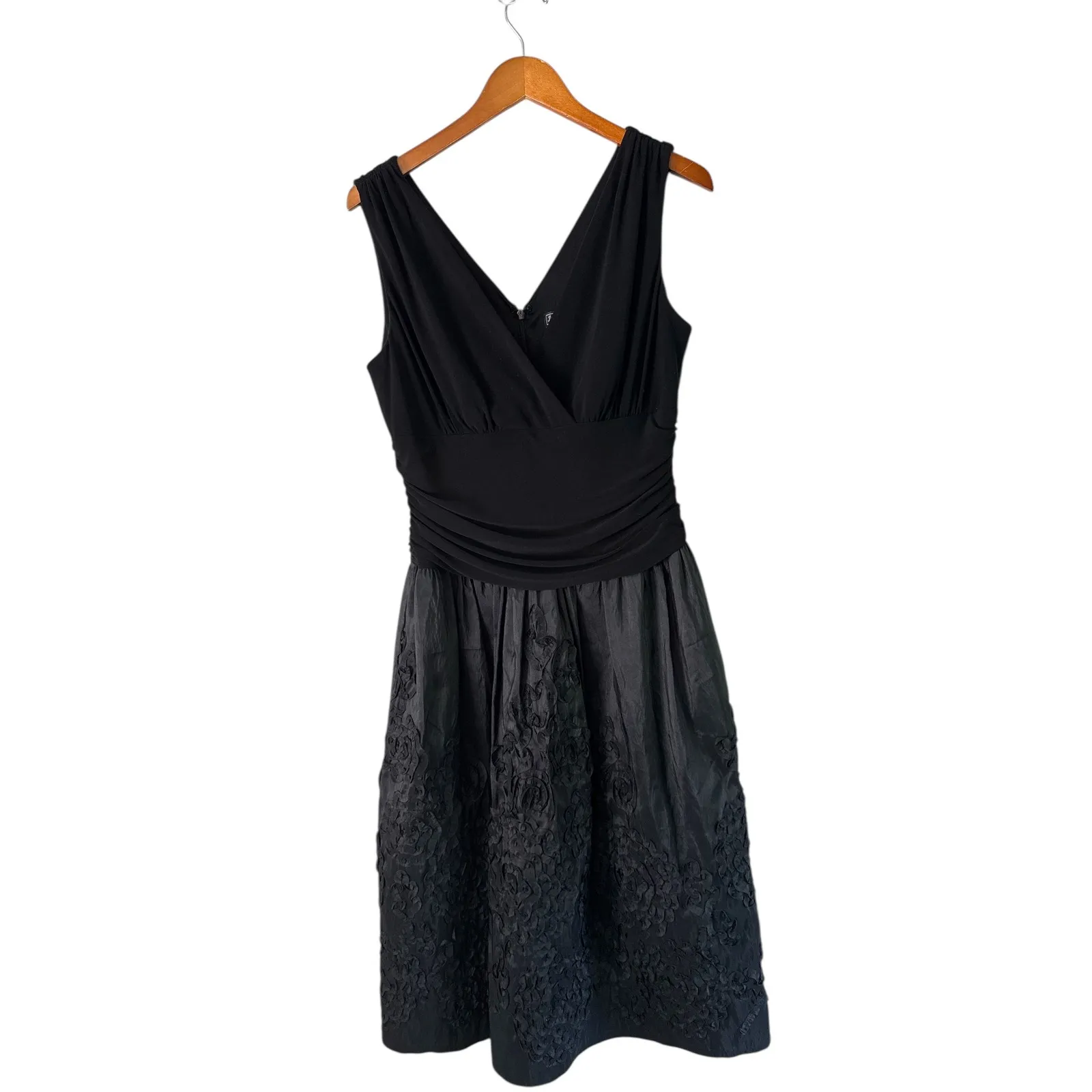 Jessica Howard‎ Evenings Black Fit & Flare Party Dress V-Neck Sleeveless 14 - Image 7