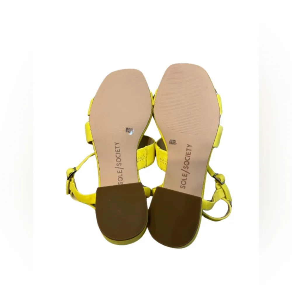 Sole Society So-Francey Dandelion Yellow Suede Heel Sandal Size 6 New w/ Box - Image 4