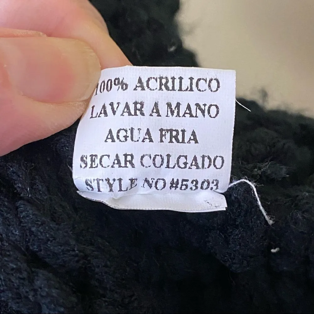 Mur Mur Black Crochet Hooded Sleeveless Vest Small Black - Image 4