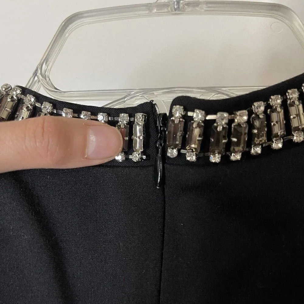 Adrienne Vittadini black sleeveless jeweled collar cocktail mini dress size US 2 - Image 9