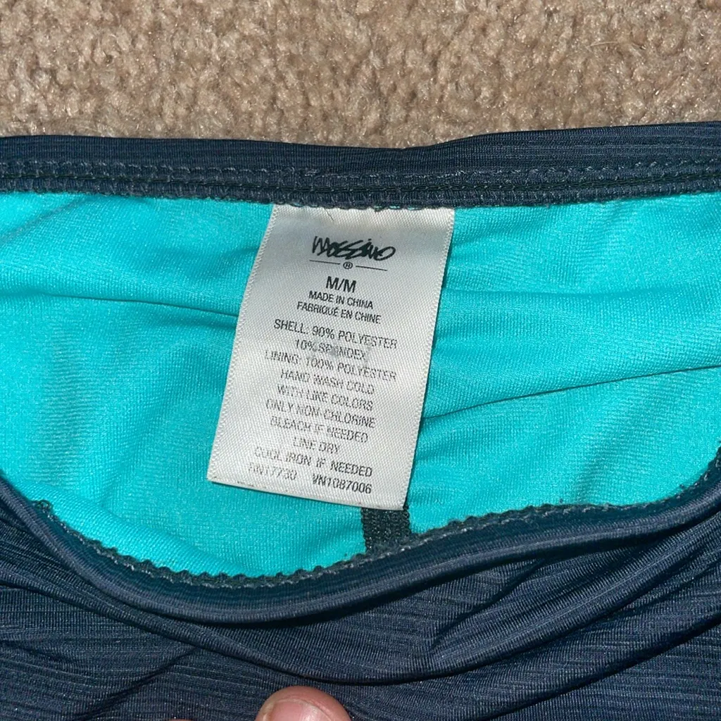 Mossimo Supply Co. Dark Blue and Aqua Bikini Bottom size medium scrunched bottom - Image 3