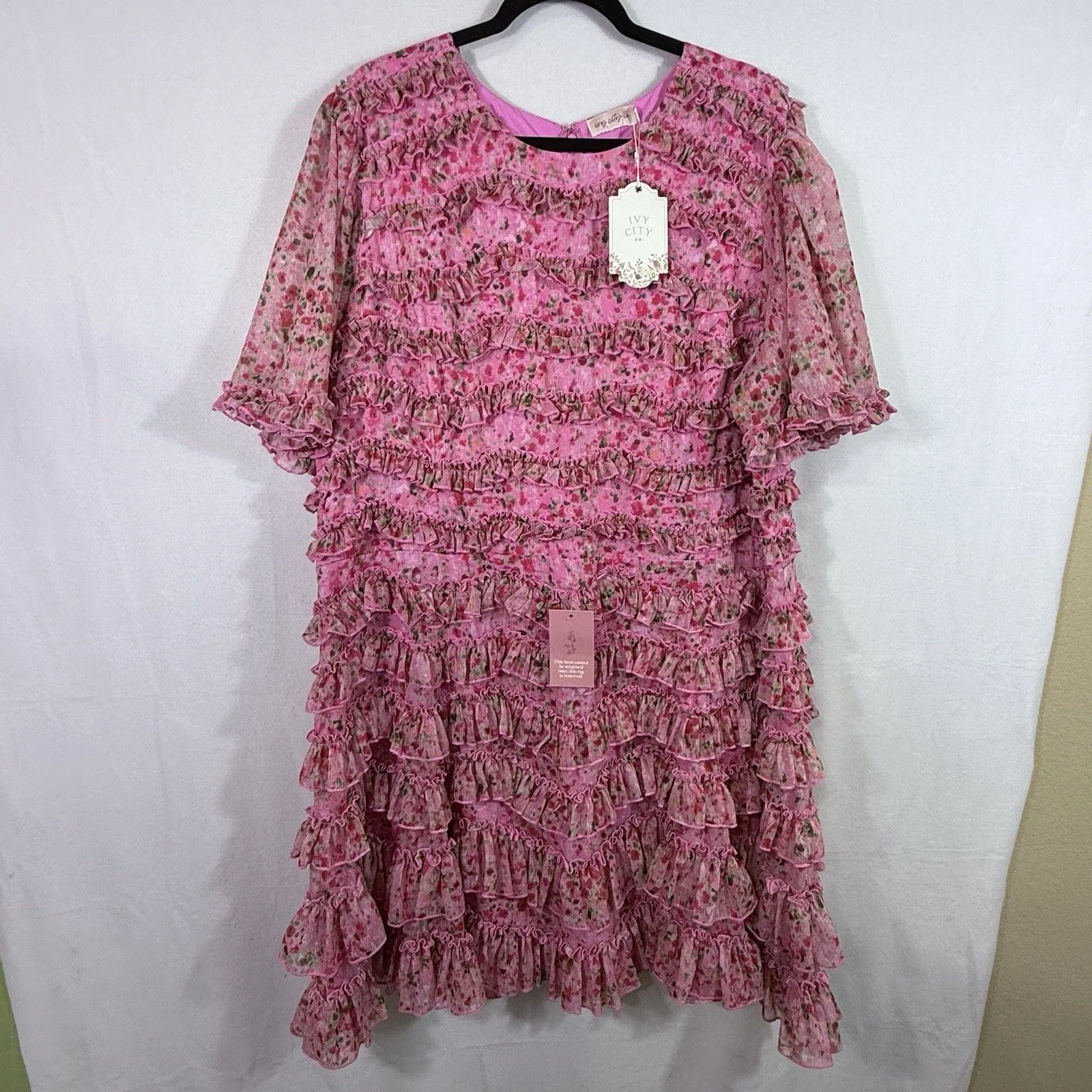 NEW Plus Size Ivy City Co Pink Floral Tiered Stacy Dress Size 16W Romantic - Image 10