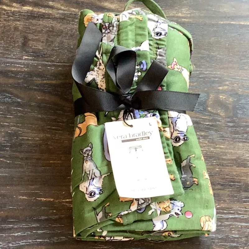 Vera Bradley Green Dog Park Print Pajama Pants Sz Large - Image 7
