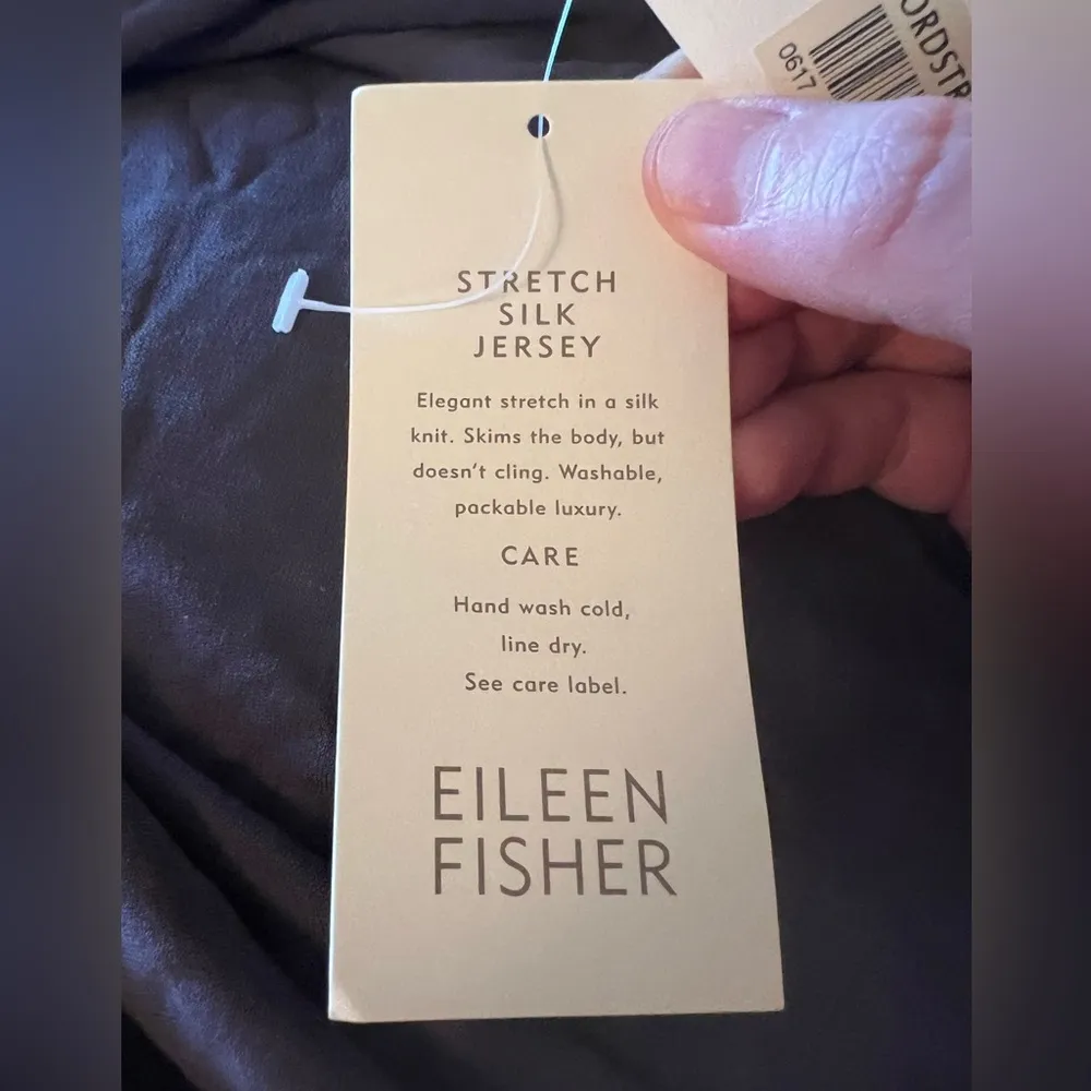 Eileen Fisher Stretch Silk Jersey Top Tank Shirt Lined Twilight Blue NWT Large - Image 2