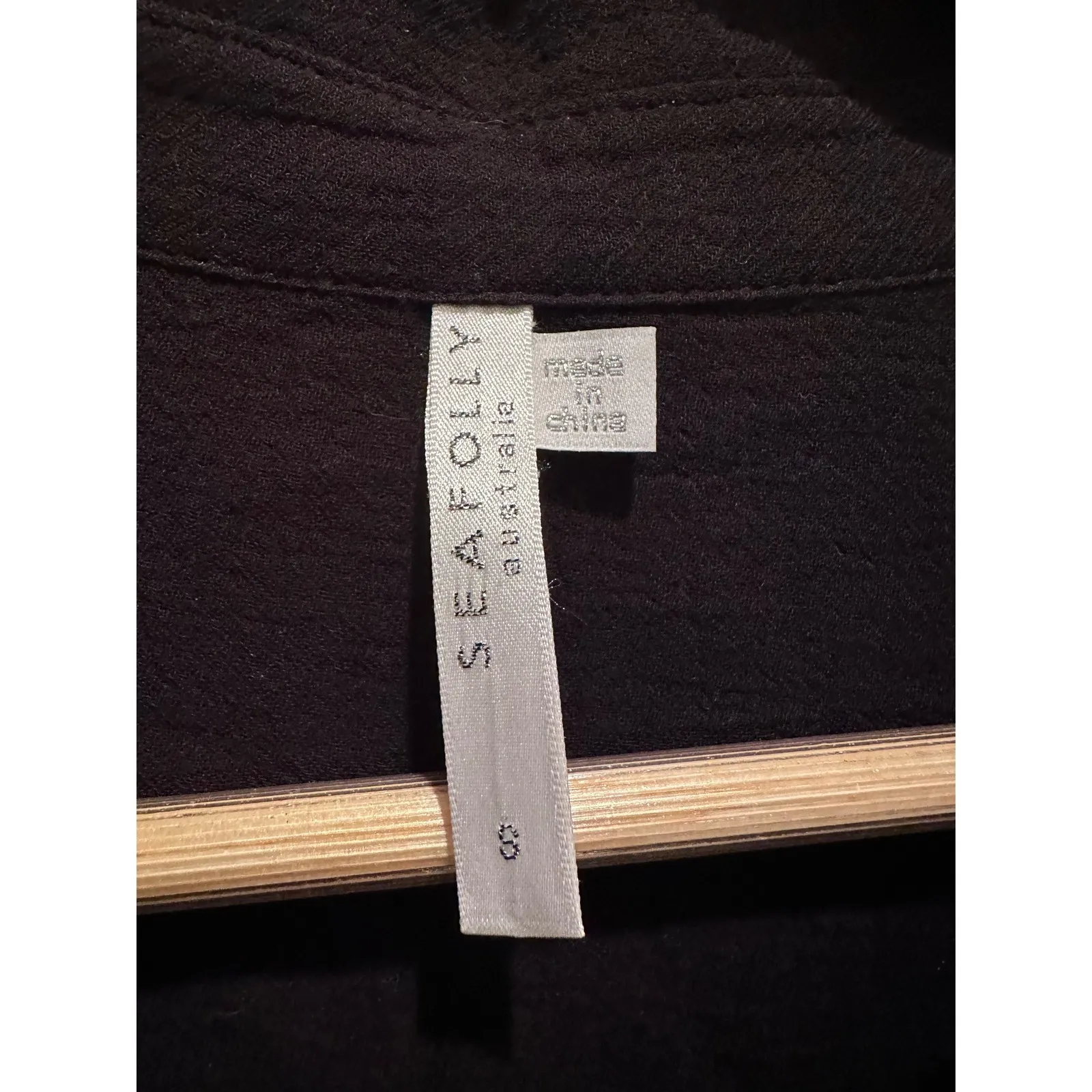 Seafolly Australia Black Crinkle Twill Beach Shirt Tunic Size Small 100% Cotton - Image 5