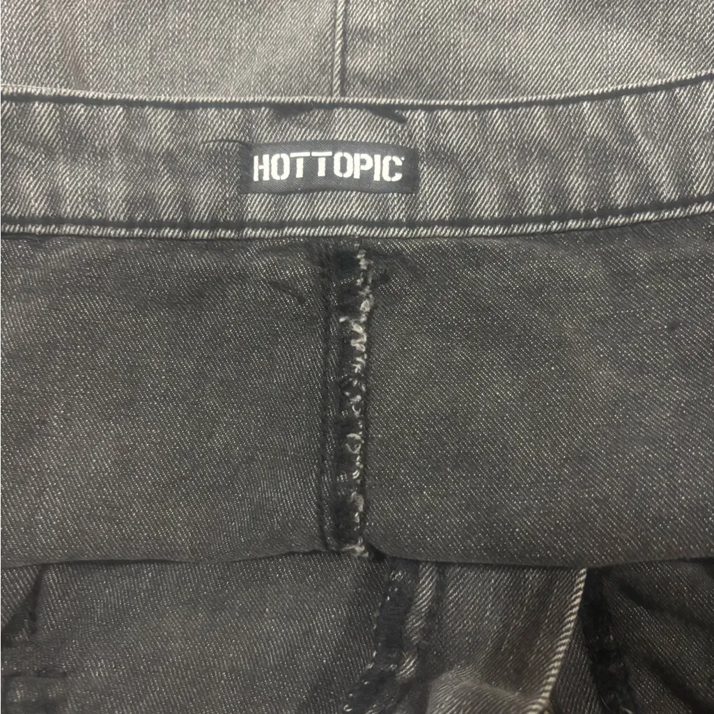 Gray Denim Mini Skirt Chains Star Statement Y2K Goth Punk Emo Alternative Sz M - Image 5