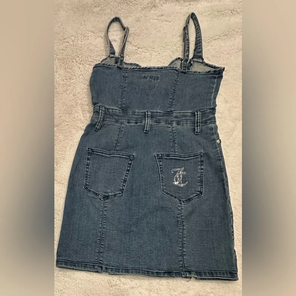 NWT Juicy Couture Denim Sweetheart Neckline mini Dress dark Wash size S - Image 4