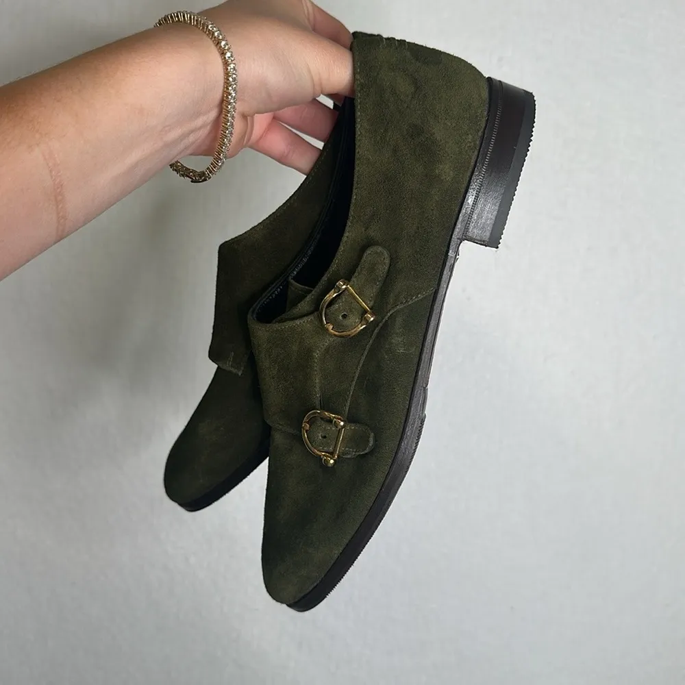 Sarah Flint The Ilene Loafer Suede Monk Strap Green | 6.5 - Image 8