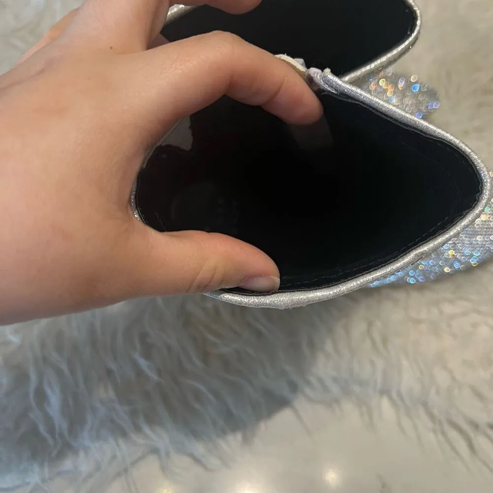 Sparkling boots, booties for party concert chunky heel 9 Silver - Image 4