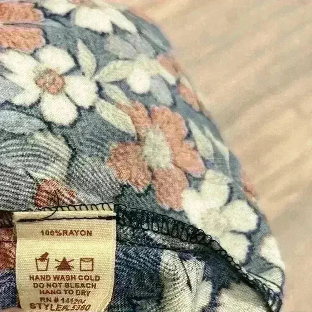 Hem & Thread Floral Sleeveless Cami Dress Blue Orange VNeck Midi Sundress Size S - Image 3