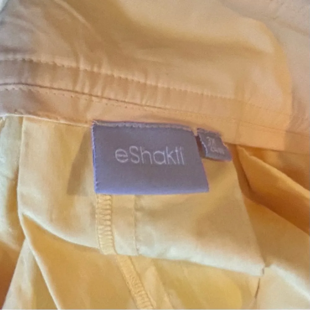 Eshakti Yellow Pleated Cotton Knee Length A-Line Full Modest Sz 3X Pockets Skirt - Image 5