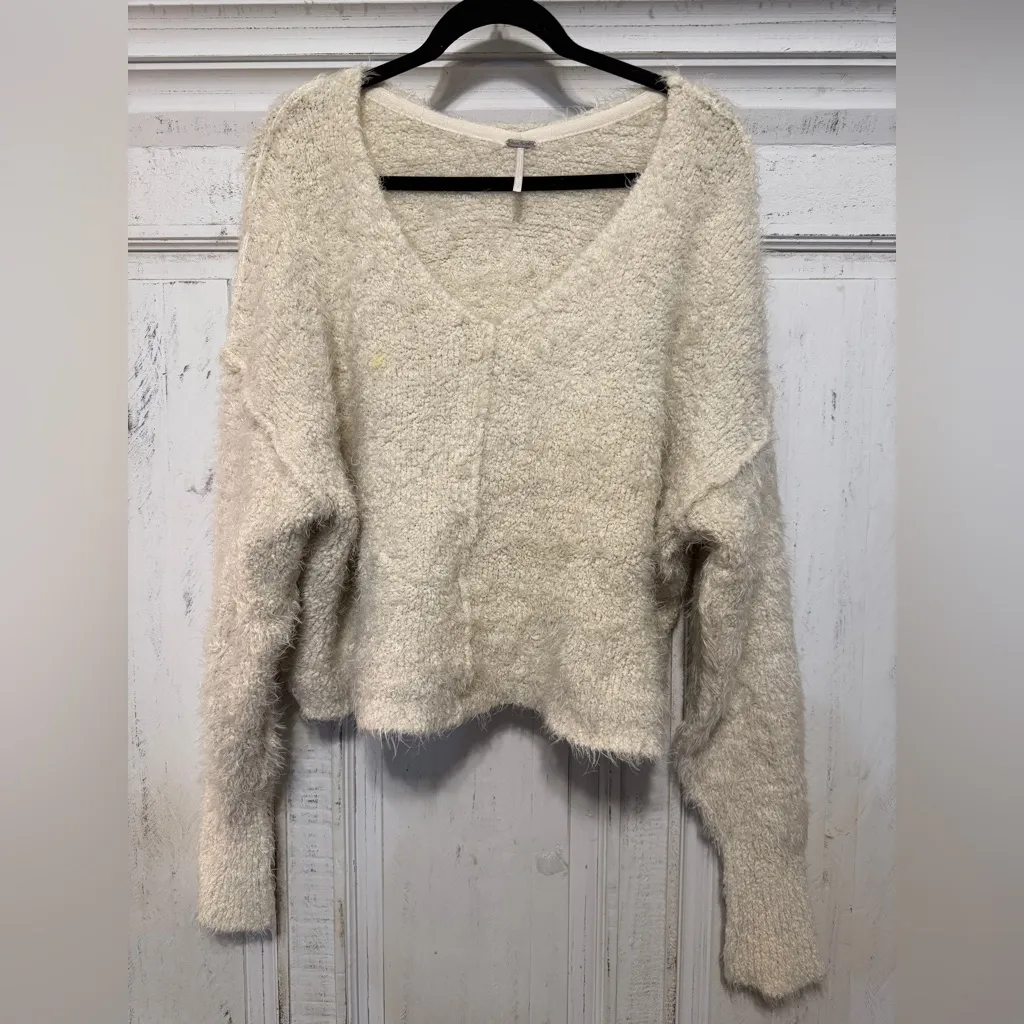 Free People Cream V-Neck Sweater - Image 2