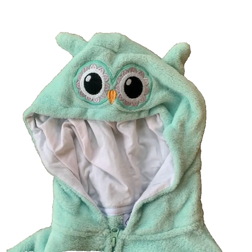 COZY CRITTER One Piece Owl Sleepwear Loungewear Womens Size Small Pajamas Hooded Green - Image 2