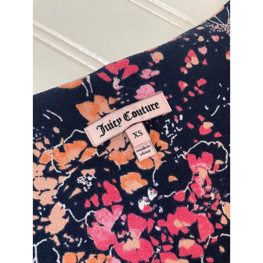 Juicy Couture Belladonna Dress Pink & Blue Floral Smocked Mini Drop Waist XS - Image 8