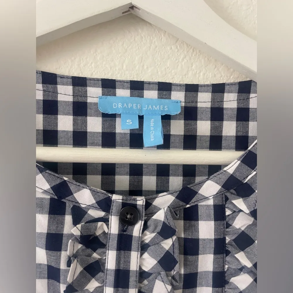 Draper James Dress Womens Size S Blue White Plaid Long Sleeve - Image 3