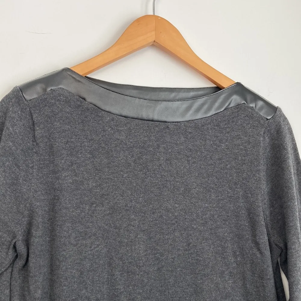 Eight Eight Eight|Gray Sweater Tunic w/Faux Leather Trim sz Med Gray - Image 4