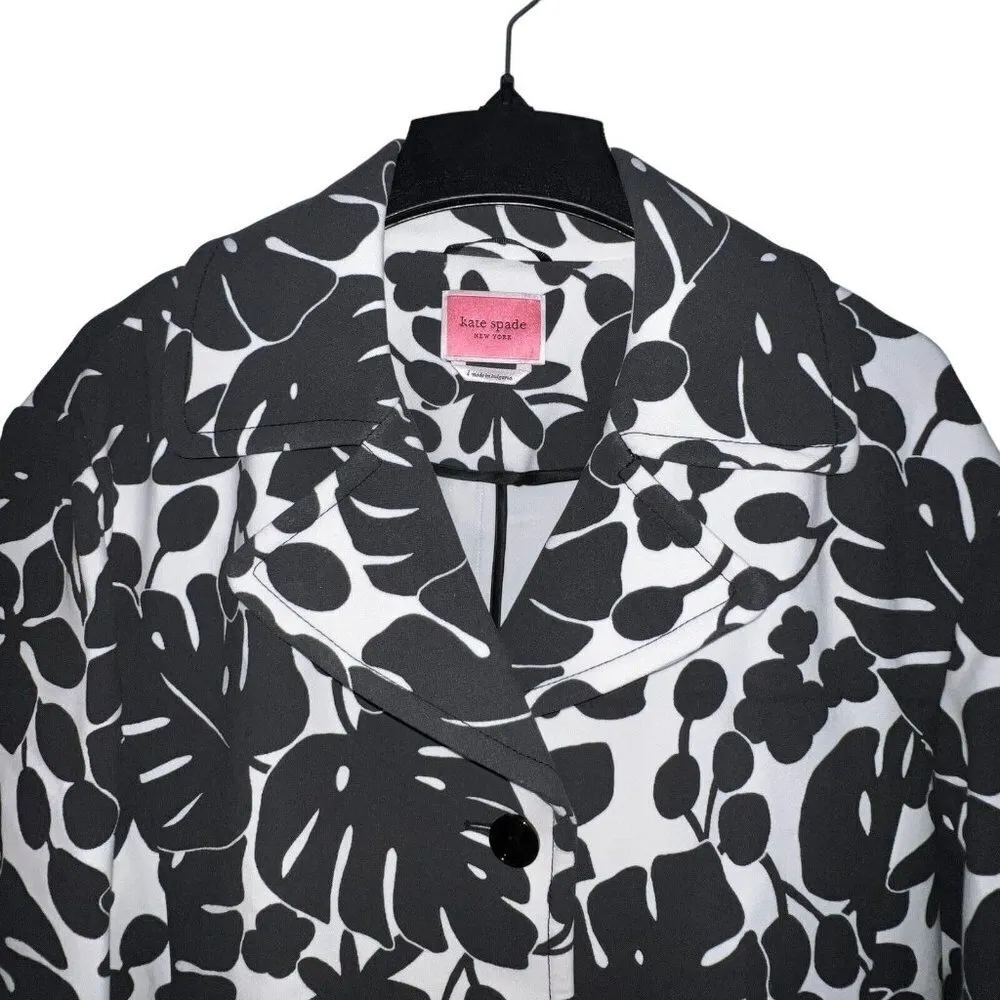 Kate Spade New York Women's Cream/Black‎ Monstera Grove Trench Coat Women Large - Image 3