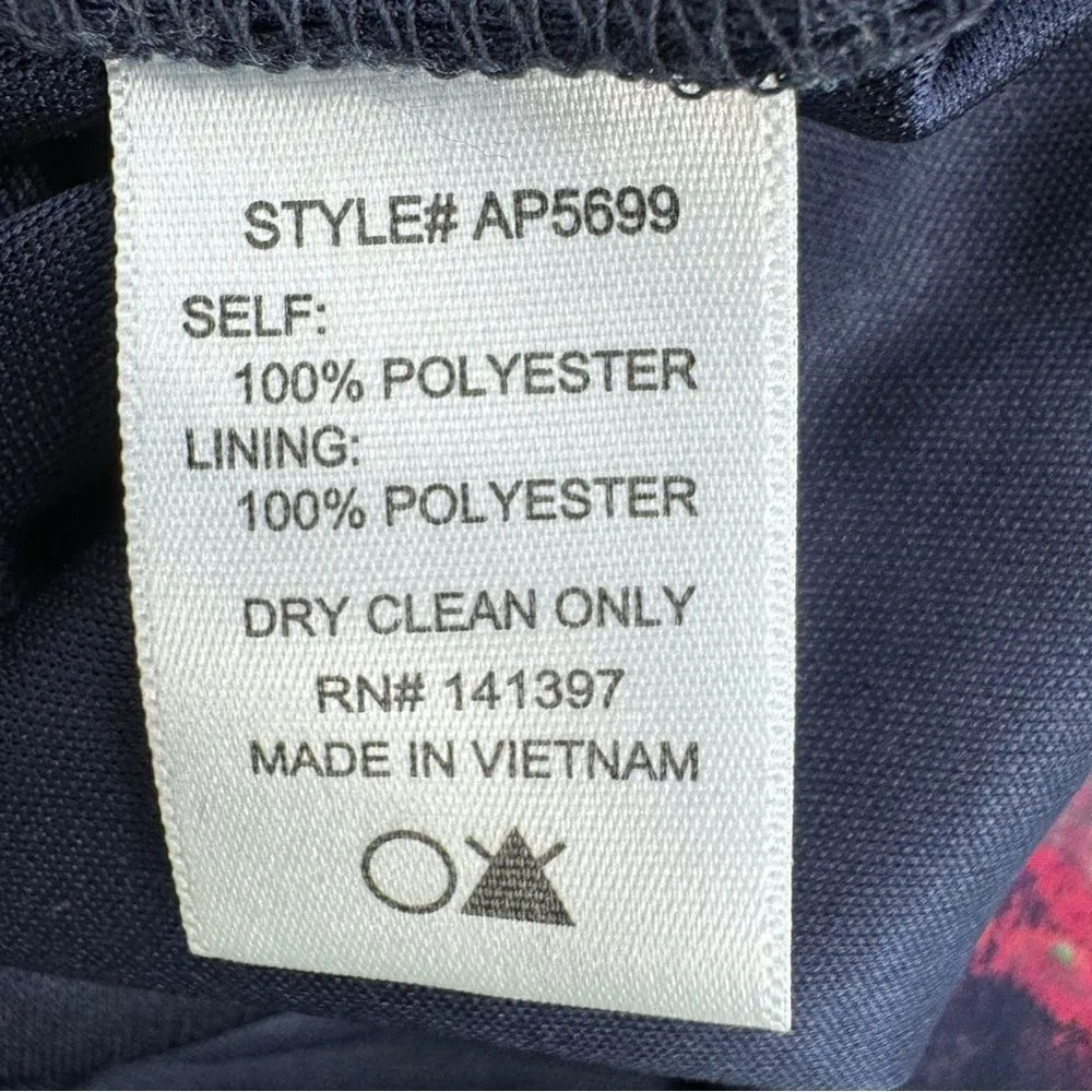 Astr the Label Abstract Print Sheer Wide Leg Jumpsuit Navy Blue Medium - Image 12