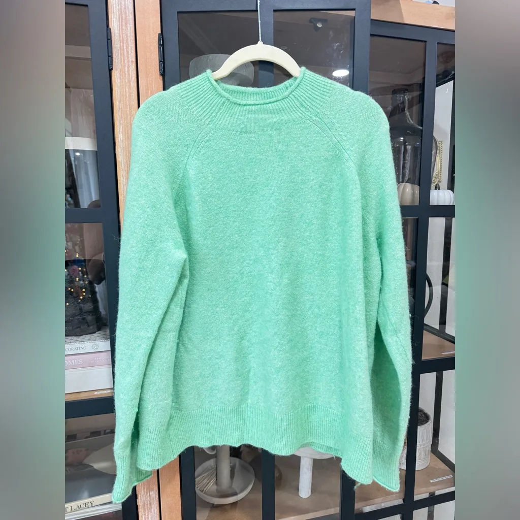 J. Crew wool Rollneck Sweater alpaca Supersoft Yarn mock BD613 Mint Green - Image 4