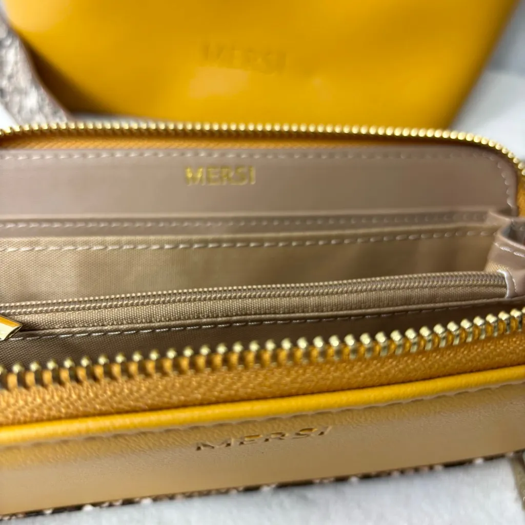 MERSI Isabel Bucket Purse Vegan Leather Bucket Bag with‎ wallet Yellow - Image 5