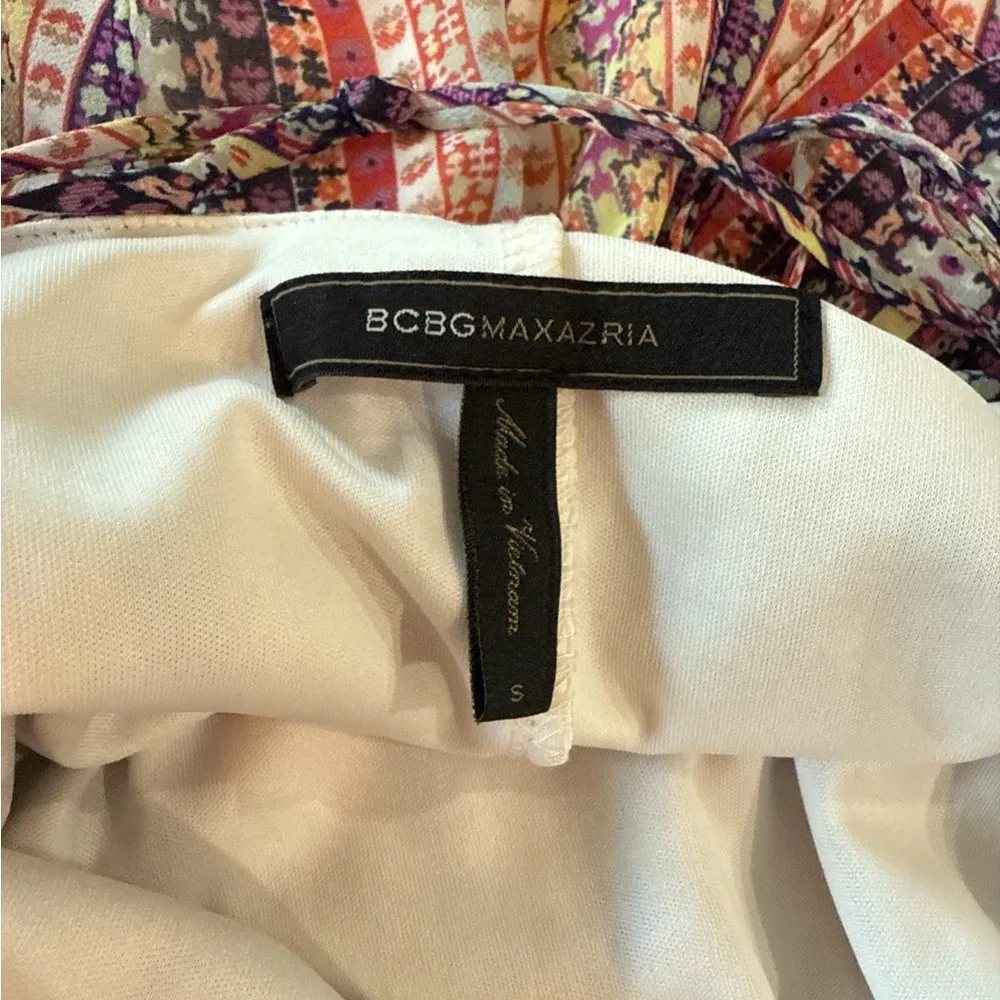 BCBGMAXAZRIA Boho Striped Criss Cross Maxi Dress Flowy Summer Festival Size S - Image 10