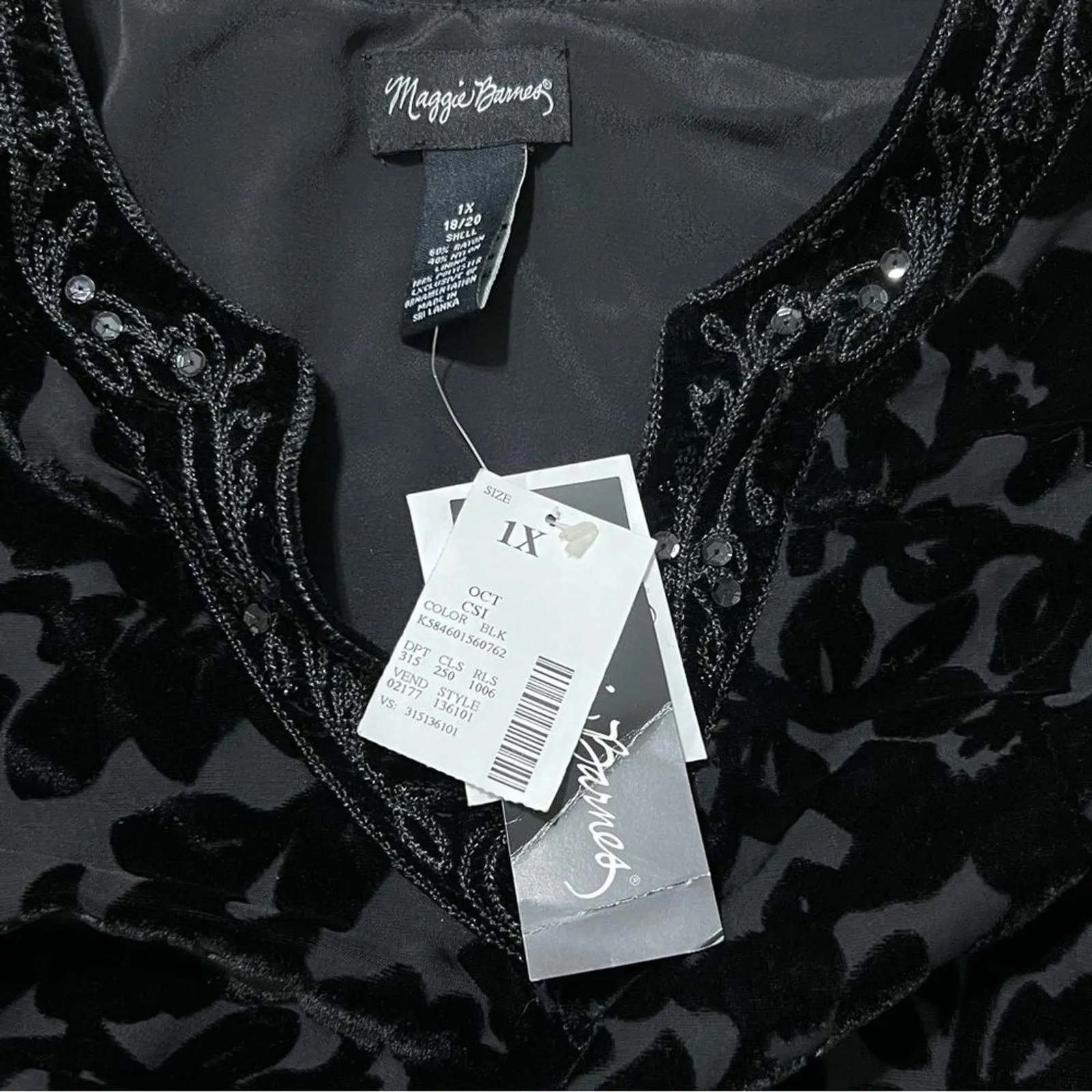 Maggie Barnes Womens Velvet Burnout Tunic Top Sz 1X Cocktail Loose Whimsigoth - Image 8