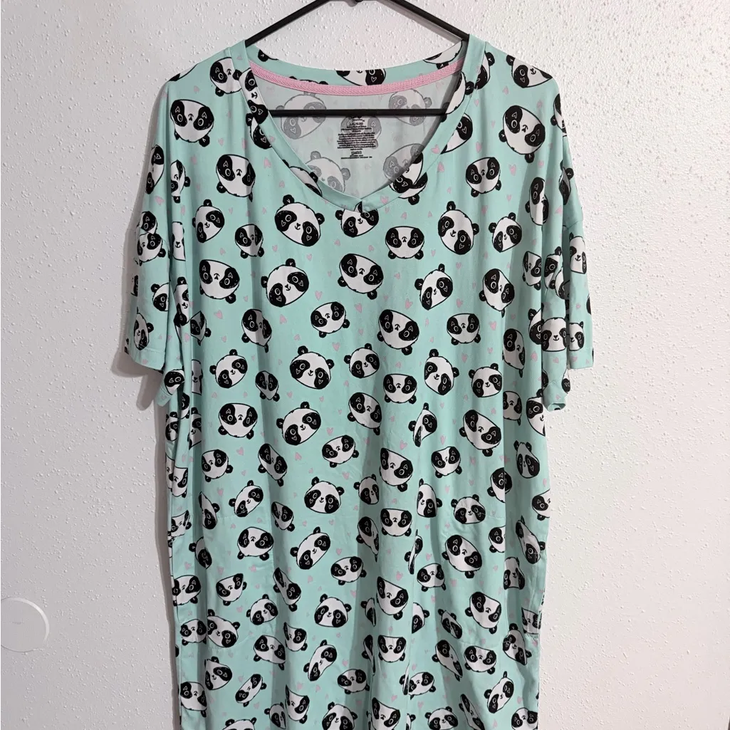 Secret Treasures Mint Green Panda Print Nightgown - Image 2