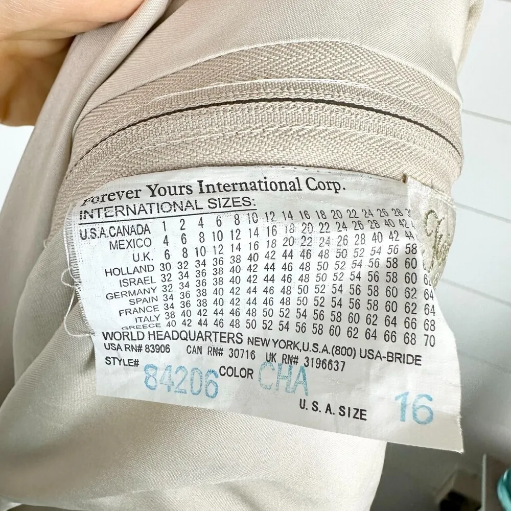 Forever Yours Beaded Gown With Jacket Size 16 MOTB Champagne Size 16 - Image 13