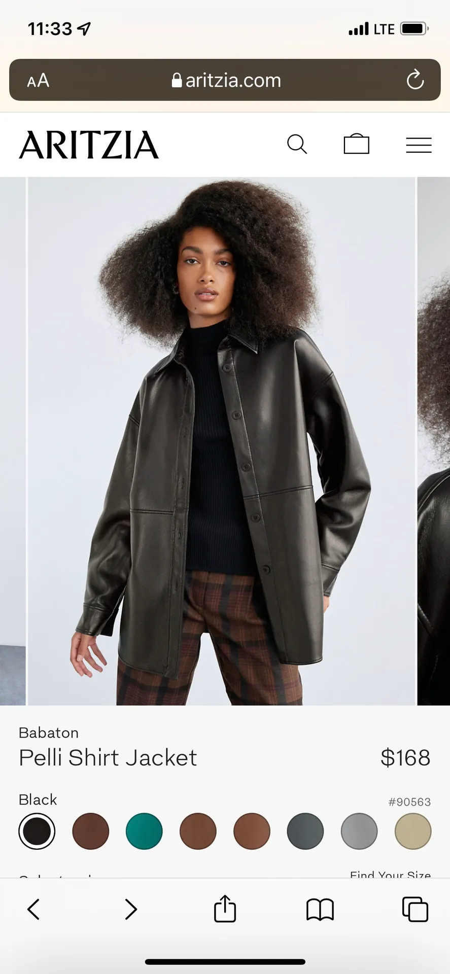 Aritzia Black Leather Pelli Shirt Jacket - Image 8