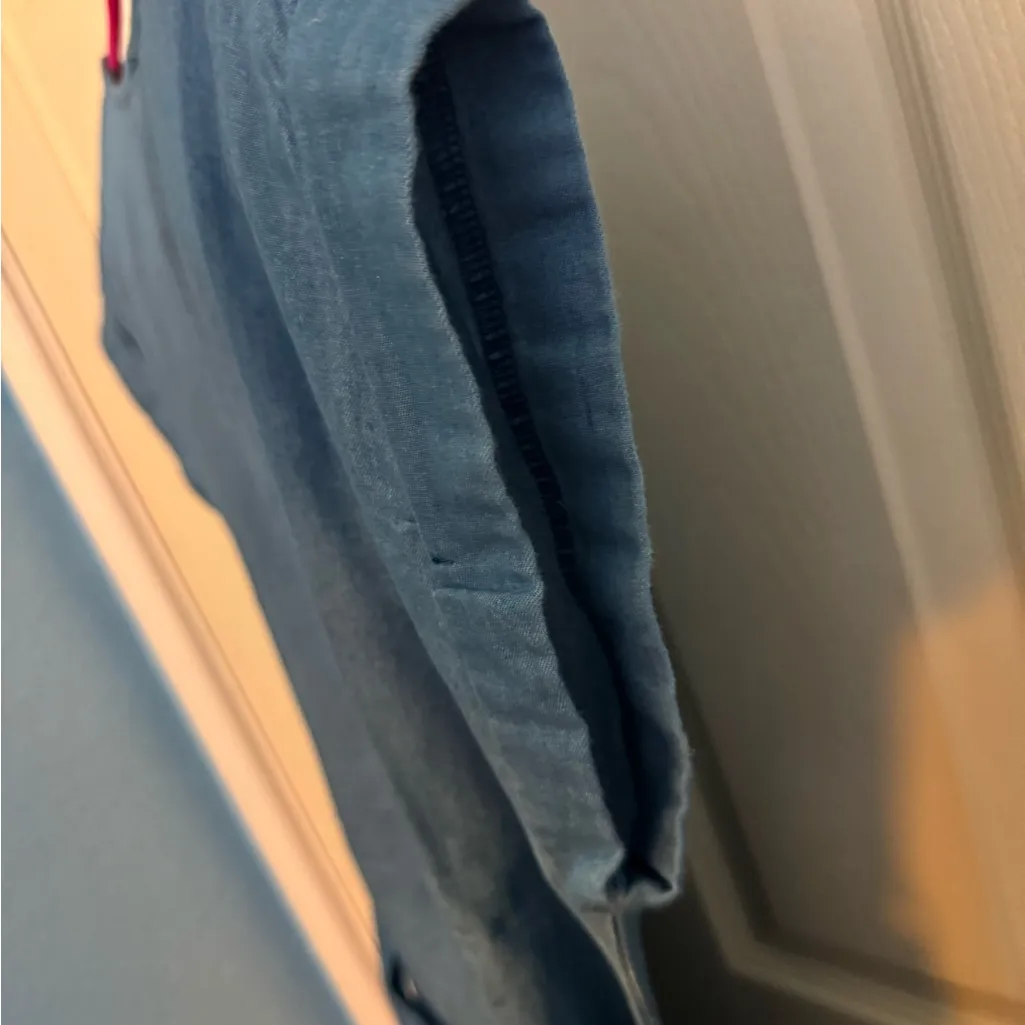 Casual denim-style dress with front zipper, Size M-L. color blue. - Image 5