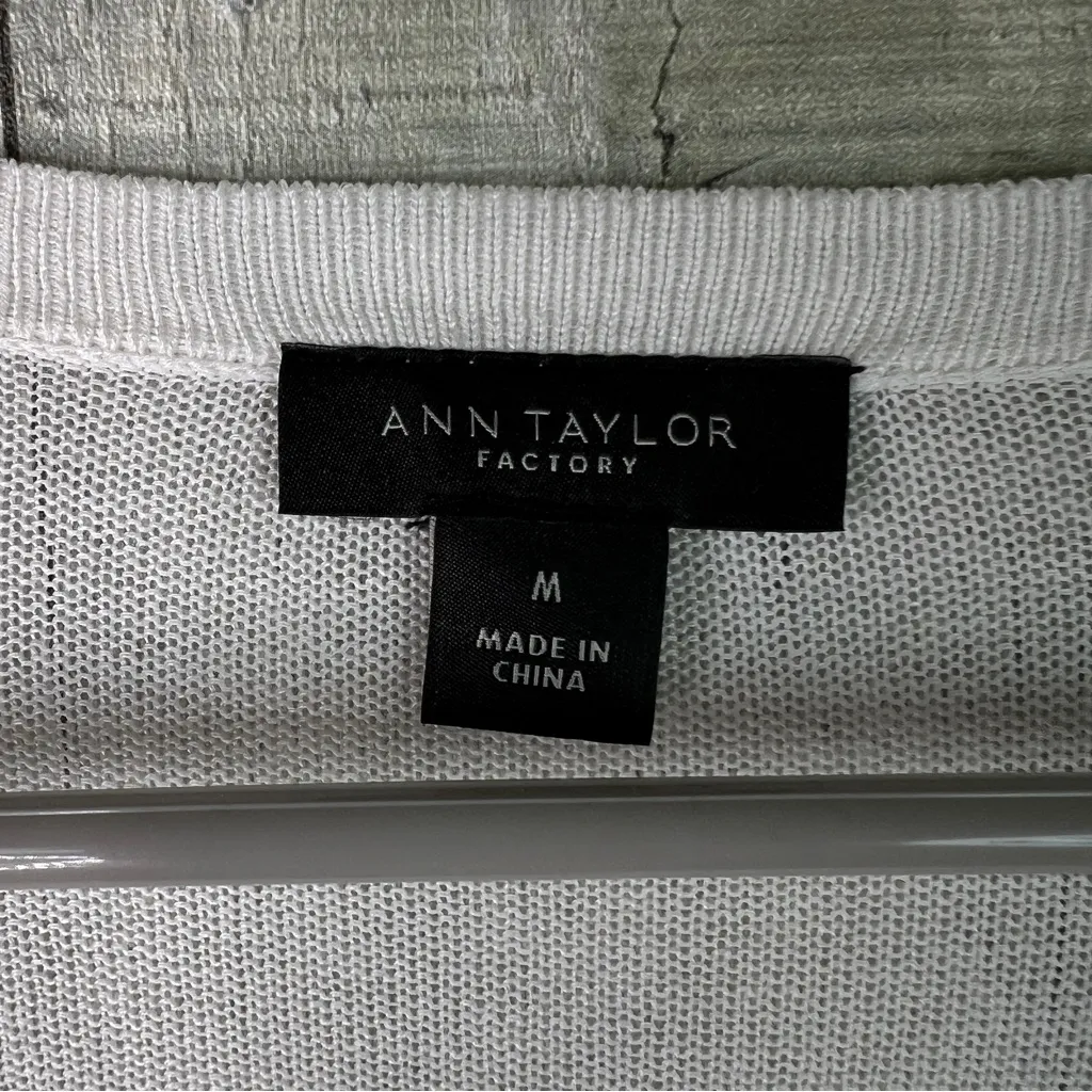 Ann Taylor Factory Medium Cream/Off White Long Sleeve Open Front Cardigan - Image 8